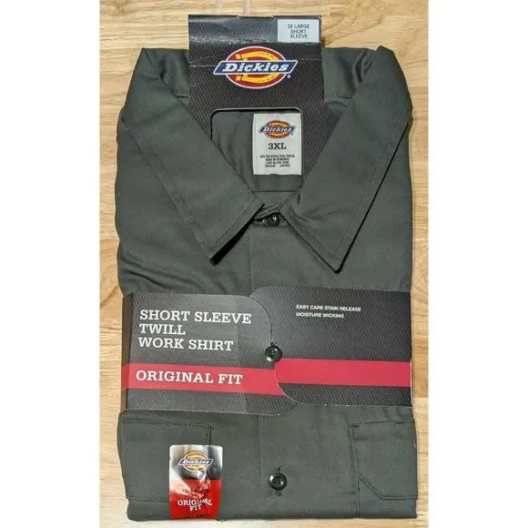Dickies Short Sleeve Twill Work Shirt Mens 3XL Dark Green Original Fit Pockets - Picture 3 of 8